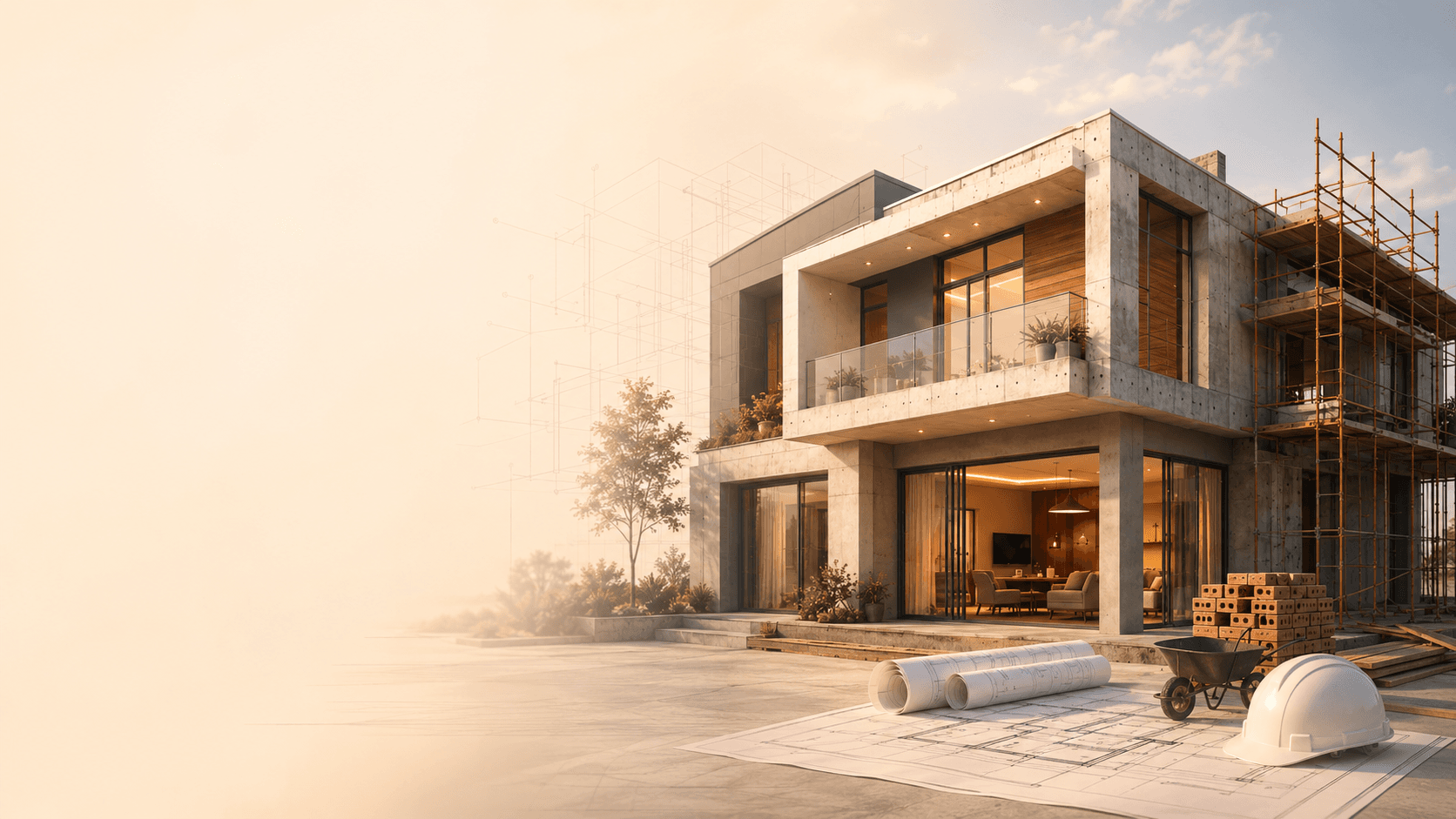 Casa moderna en construcción — proyecto de Ingeniocasa