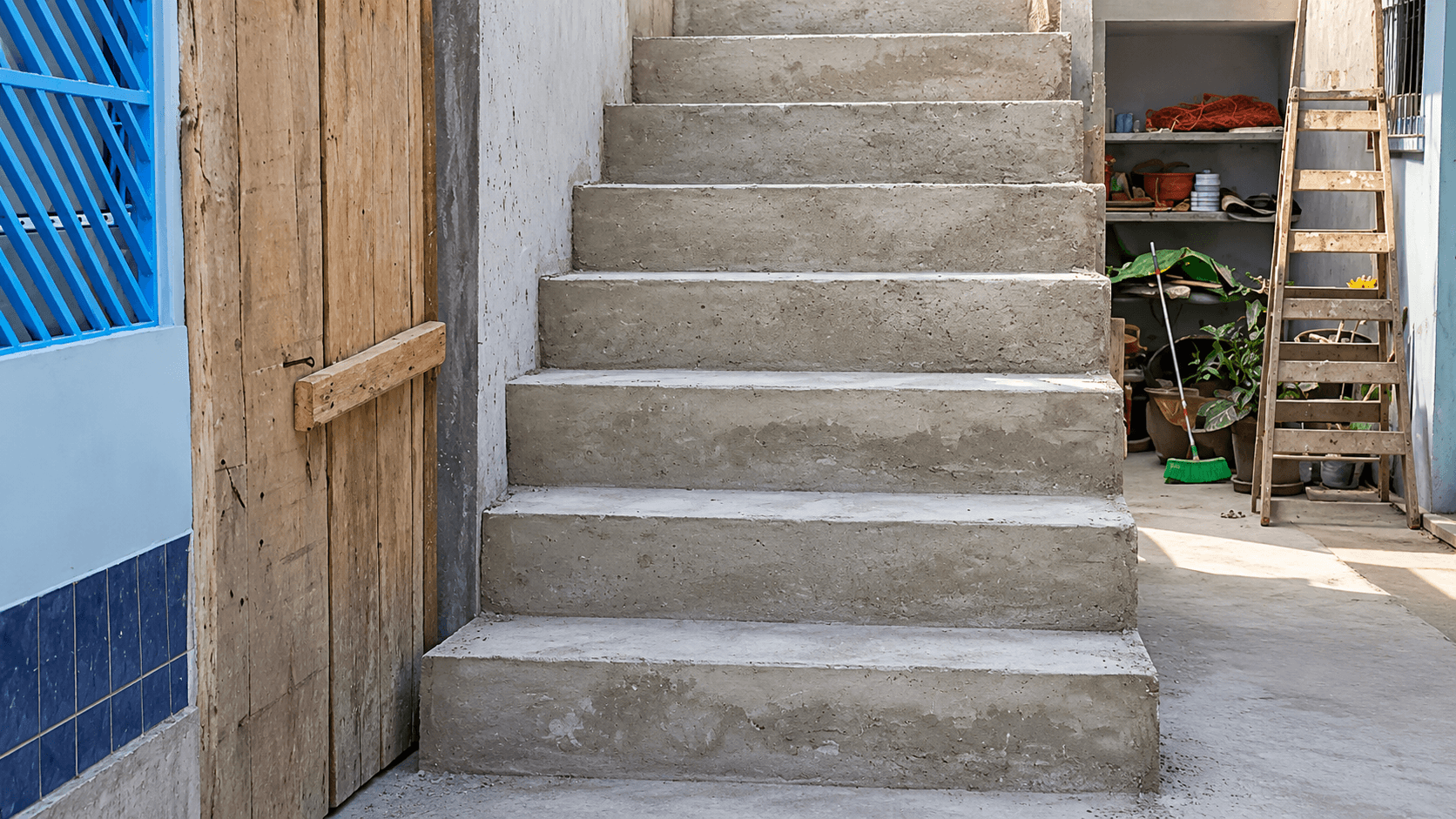 Escalera independiente en construcción para vivienda en Carabayllo, Lima